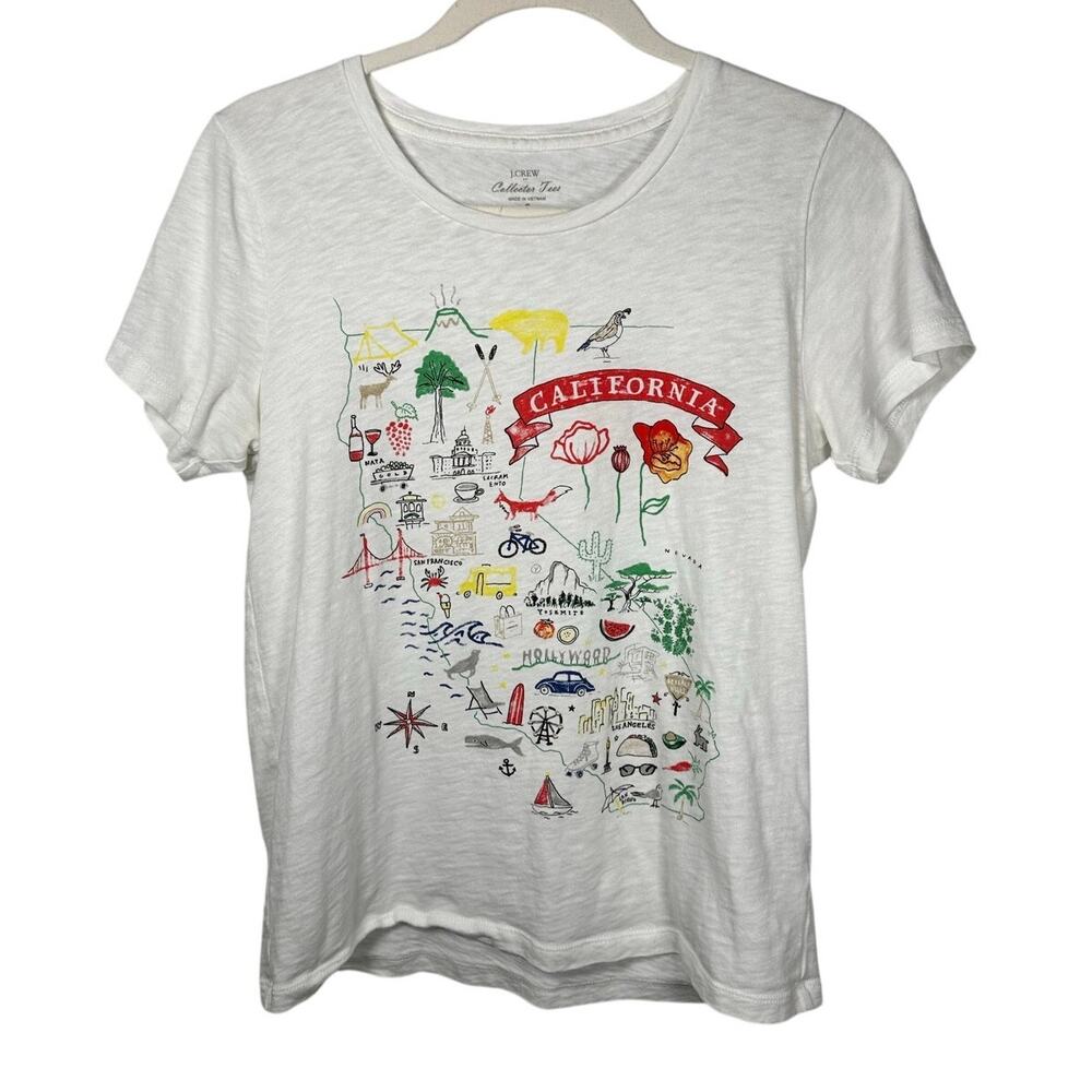 J. Crew White California Cotton Graphic Collectors T-Shirt Women's Small